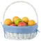 White Round Willow Gift Basket, with Gingham Liner and Handles